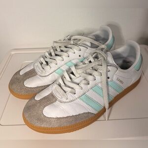 Adidas Kid's Samba OG J Multiple Sizes White Semi Flash Aqua Size 4